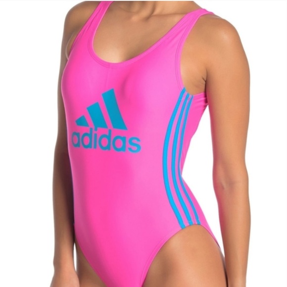 Adidas Low Back Pink and Blue Swim Suit - Picture 2 of 7